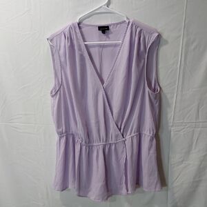 Who What Wear Lavender Sleeveless Wrap Peplum Top